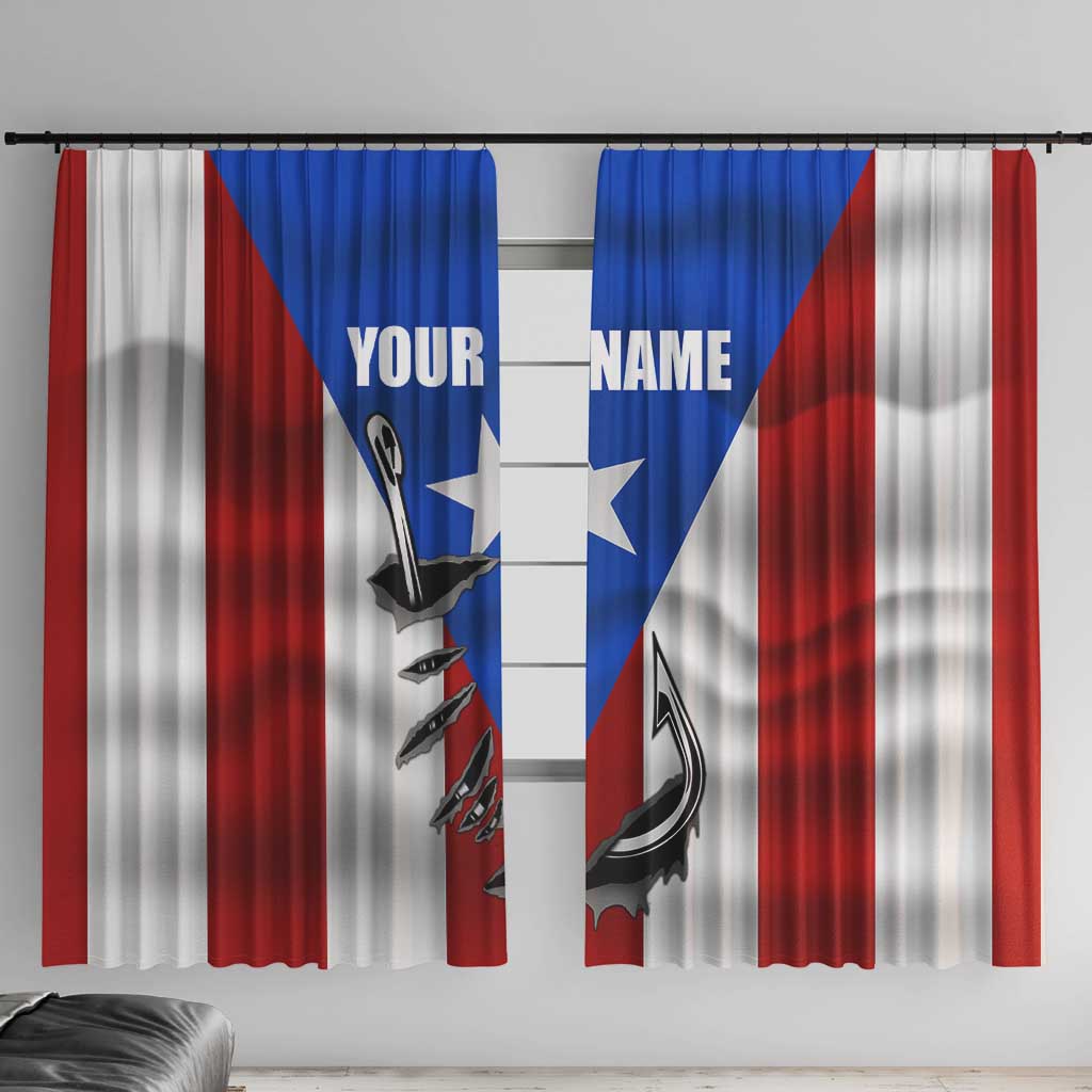 Puerto Rico Fishing Window Curtain Fish Hook Flag PR Custom Name - Wonder Print Shop