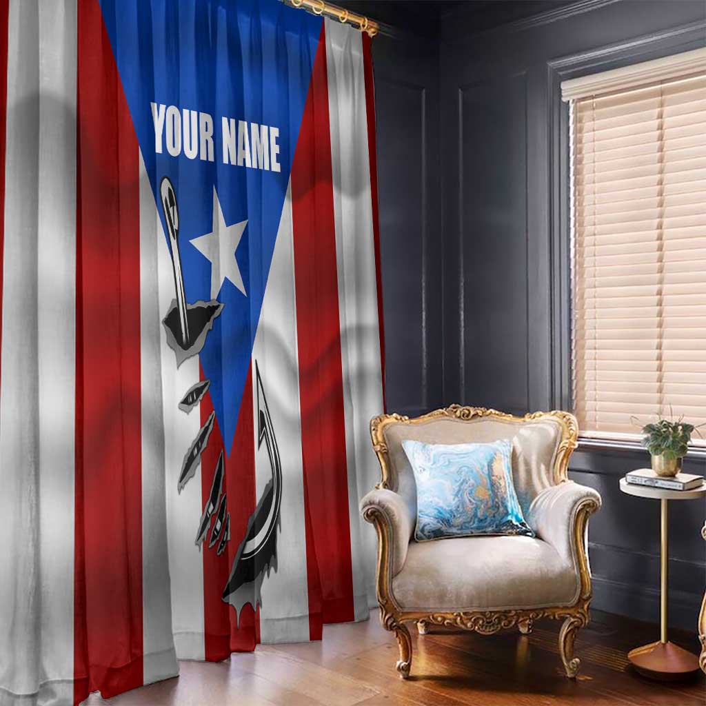 Puerto Rico Fishing Window Curtain Fish Hook Flag PR Custom Name - Wonder Print Shop