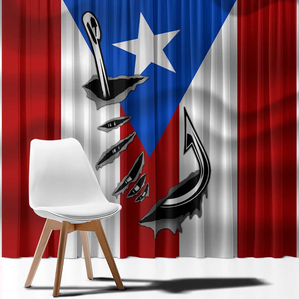 Puerto Rico Fishing Window Curtain Fish Hook Flag PR Custom Name - Wonder Print Shop