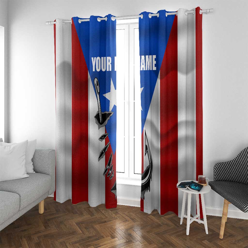 Puerto Rico Fishing Window Curtain Fish Hook Flag PR Custom Name - Wonder Print Shop
