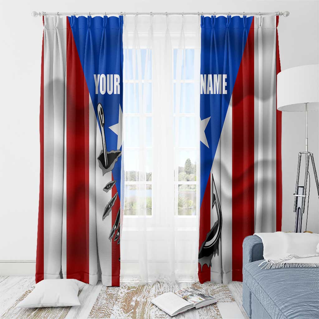 Puerto Rico Fishing Window Curtain Fish Hook Flag PR Custom Name - Wonder Print Shop