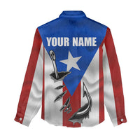 Puerto Rico Fishing Women Casual Shirt Fish Hook Flag PR Custom Name - Wonder Print Shop