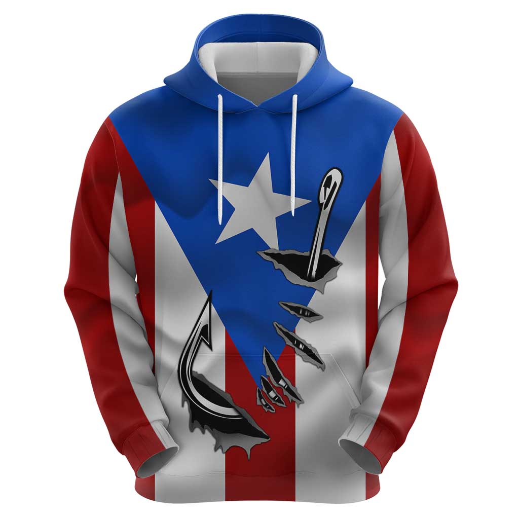 Puerto Rico Fishing Zip Hoodie Fish Hook Flag PR Custom Name - Wonder Print Shop