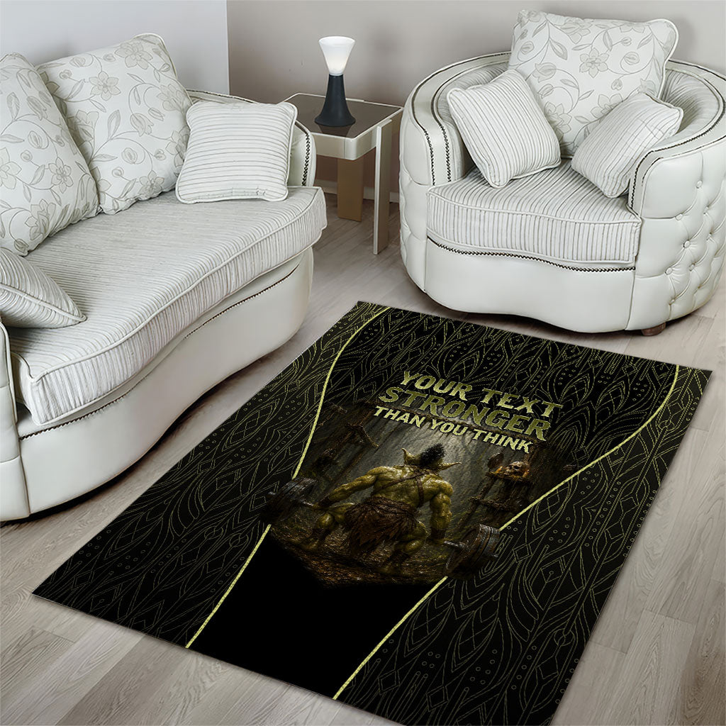 Personalized Muscular Goblin Weightlifting Area Rug Pain For Growth Dark Fantasy Gym Graphic