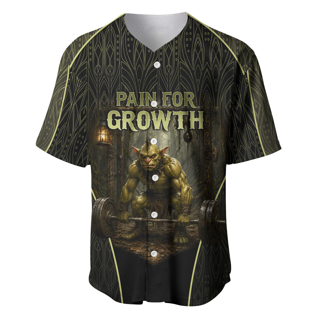 Personalized Muscular Goblin Weightlifting Baseball Jersey Pain For Growth Dark Fantasy Gym Graphic