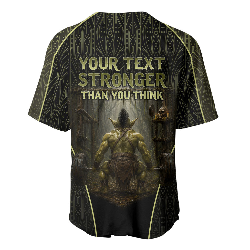 Personalized Muscular Goblin Weightlifting Baseball Jersey Pain For Growth Dark Fantasy Gym Graphic