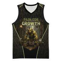 Personalized Muscular Goblin Weightlifting Basketball Jersey Pain For Growth Dark Fantasy Gym Graphic