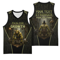 Personalized Muscular Goblin Weightlifting Basketball Jersey Pain For Growth Dark Fantasy Gym Graphic