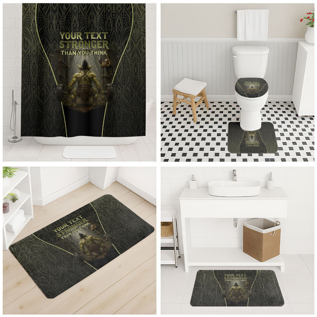 Personalized Muscular Goblin Weightlifting Bathroom Set Pain For Growth Dark Fantasy Gym Graphic