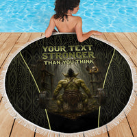 Personalized Muscular Goblin Weightlifting Beach Blanket Pain For Growth Dark Fantasy Gym Graphic