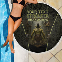 Personalized Muscular Goblin Weightlifting Beach Blanket Pain For Growth Dark Fantasy Gym Graphic