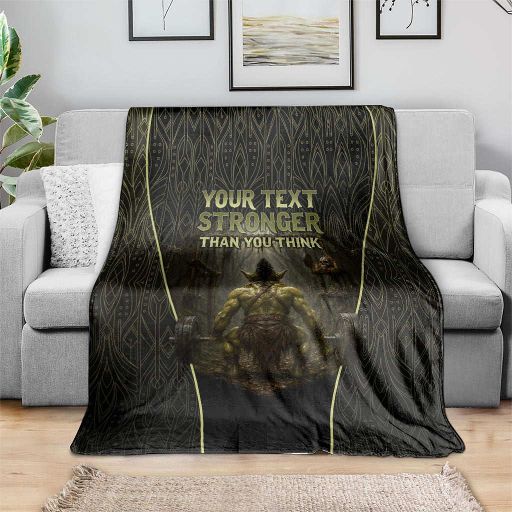 Personalized Muscular Goblin Weightlifting Blanket Pain For Growth Dark Fantasy Gym Graphic