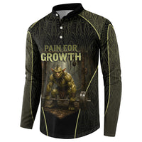 Personalized Muscular Goblin Weightlifting Button Sweatshirt Pain For Growth Dark Fantasy Gym Graphic