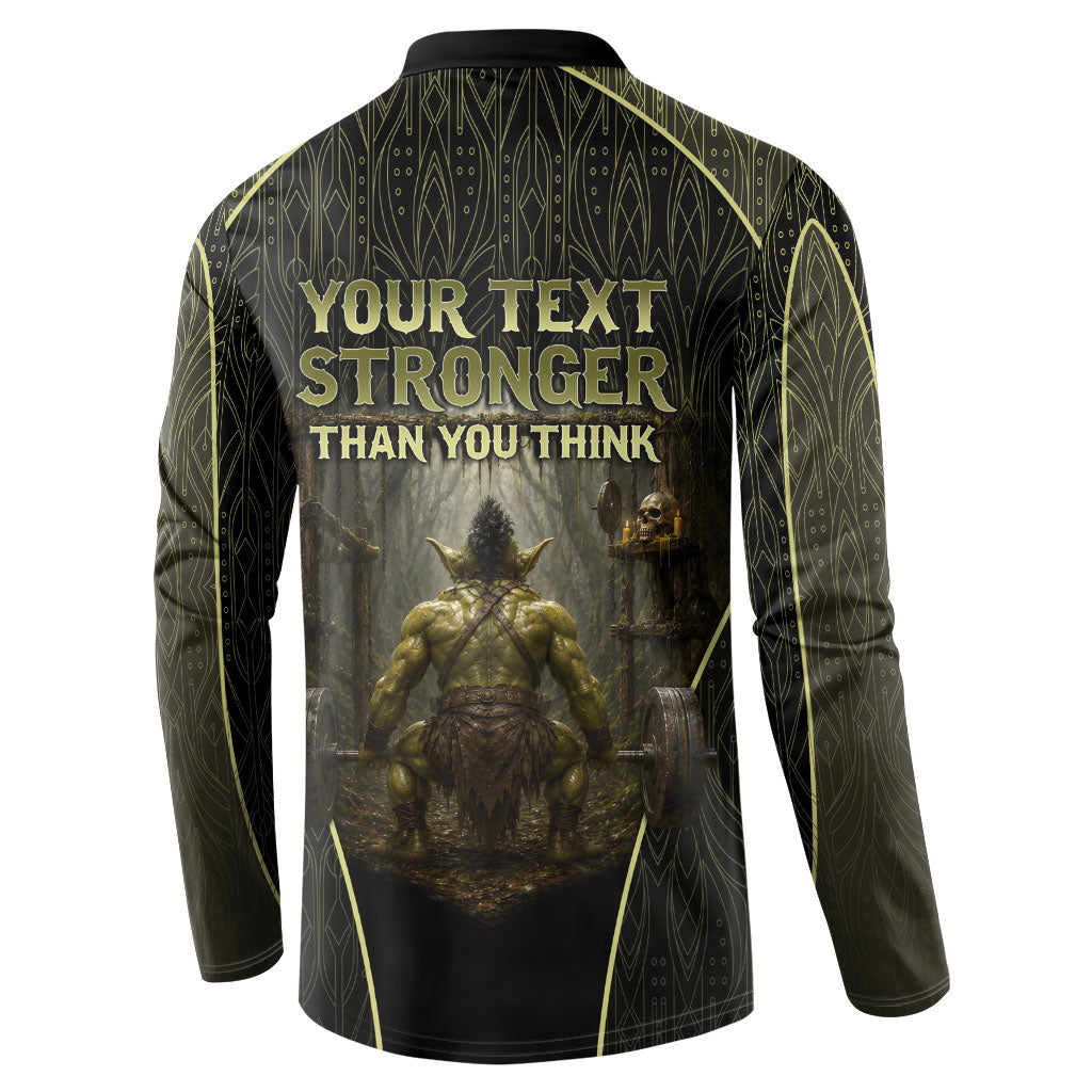 Personalized Muscular Goblin Weightlifting Button Sweatshirt Pain For Growth Dark Fantasy Gym Graphic