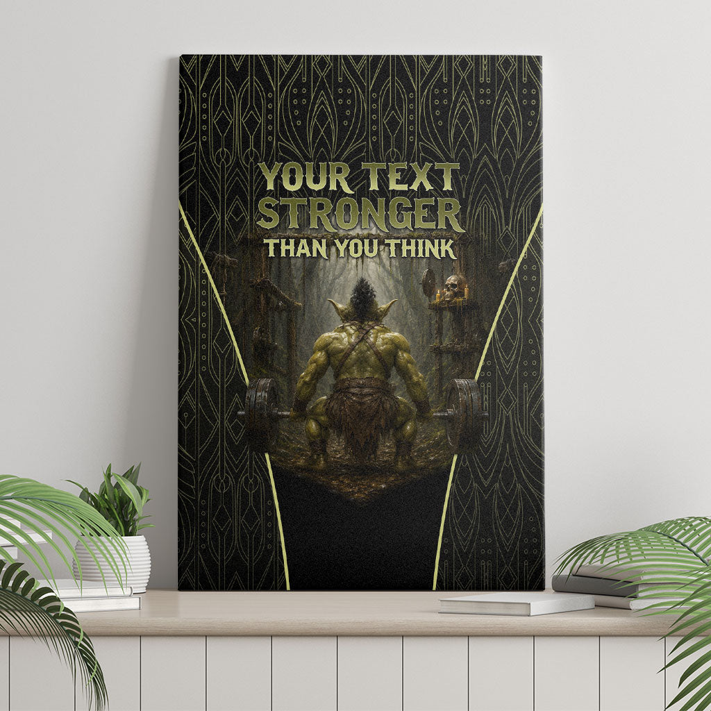 Personalized Muscular Goblin Weightlifting Canvas Wall Art Pain For Growth Dark Fantasy Gym Graphic