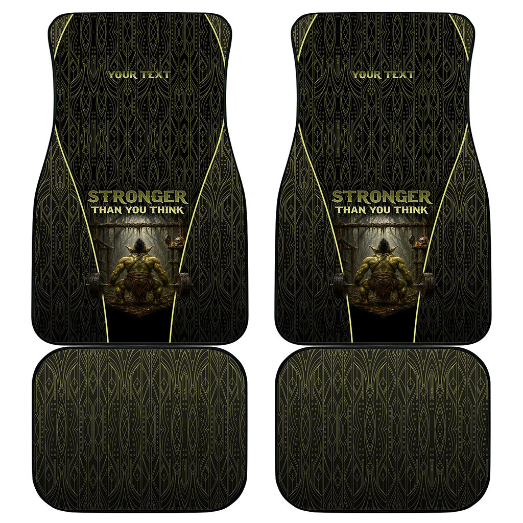 Personalized Muscular Goblin Weightlifting Car Mats Pain For Growth Dark Fantasy Gym Graphic