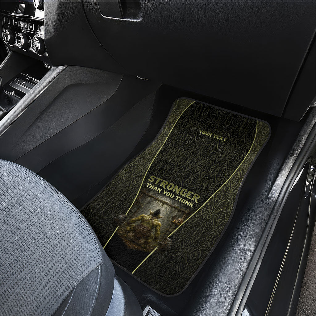 Personalized Muscular Goblin Weightlifting Car Mats Pain For Growth Dark Fantasy Gym Graphic
