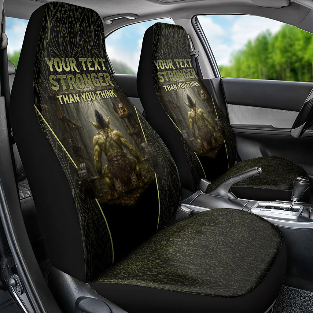 Personalized Muscular Goblin Weightlifting Car Seat Cover Pain For Growth Dark Fantasy Gym Graphic