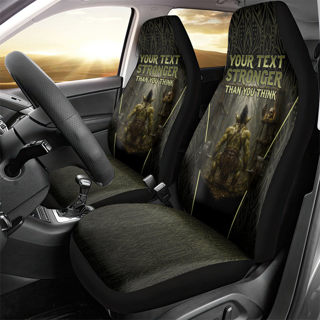 Personalized Muscular Goblin Weightlifting Car Seat Cover Pain For Growth Dark Fantasy Gym Graphic