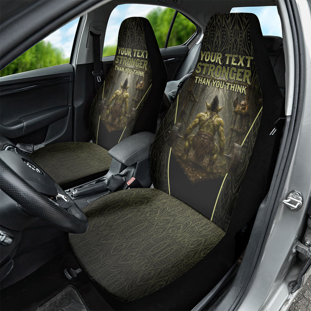Personalized Muscular Goblin Weightlifting Car Seat Cover Pain For Growth Dark Fantasy Gym Graphic