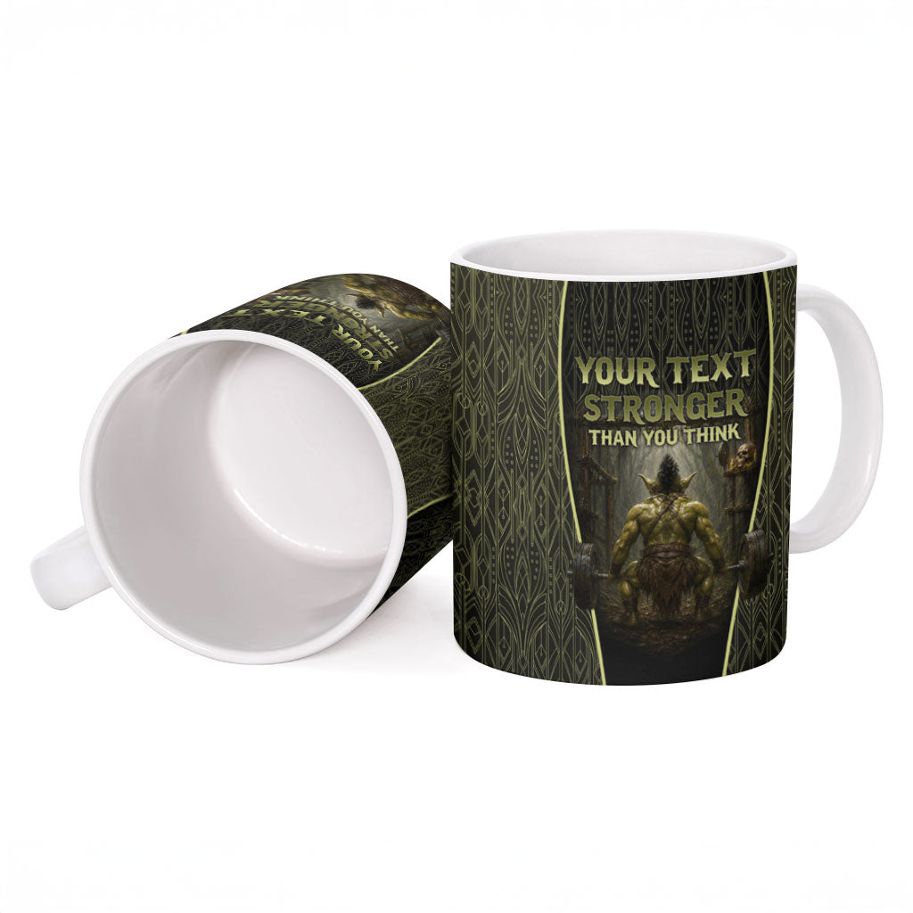 Personalized Muscular Goblin Weightlifting Ceramic Mug Pain For Growth Dark Fantasy Gym Graphic