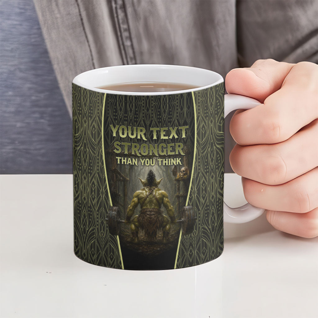 Personalized Muscular Goblin Weightlifting Ceramic Mug Pain For Growth Dark Fantasy Gym Graphic