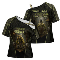 Personalized Muscular Goblin Weightlifting Cross Shoulder Shirt Pain For Growth Dark Fantasy Gym Graphic