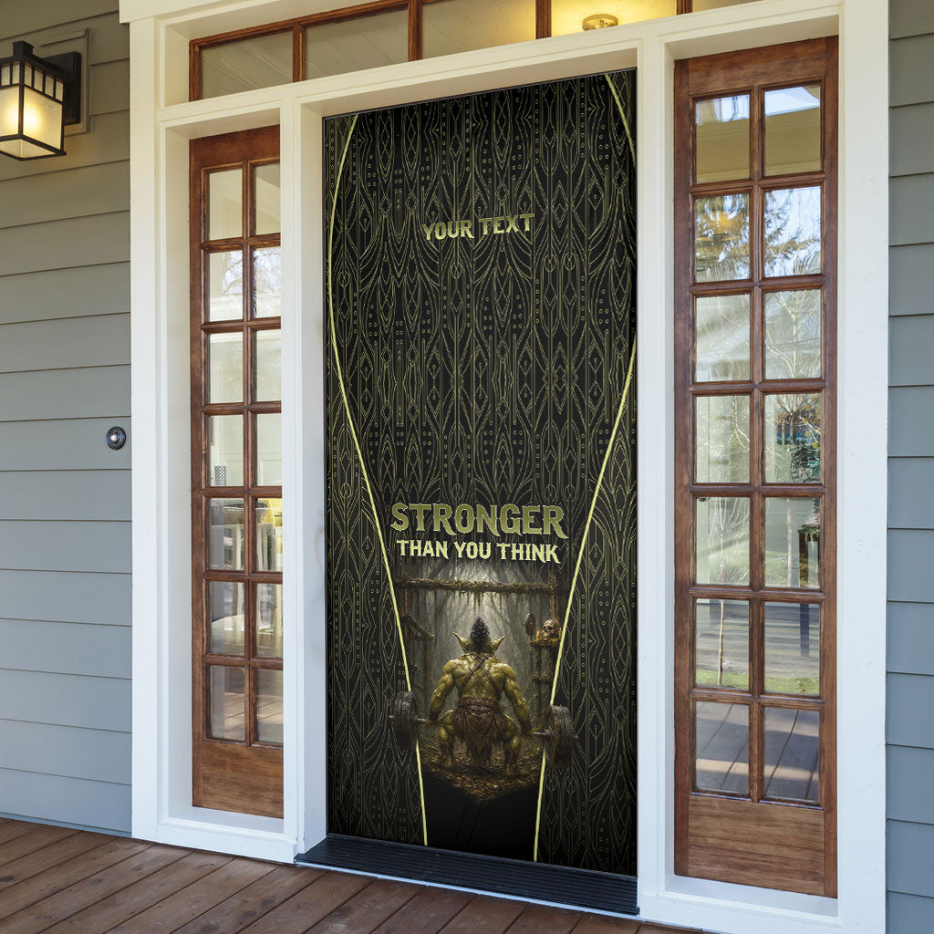 Personalized Muscular Goblin Weightlifting Door Cover Pain For Growth Dark Fantasy Gym Graphic