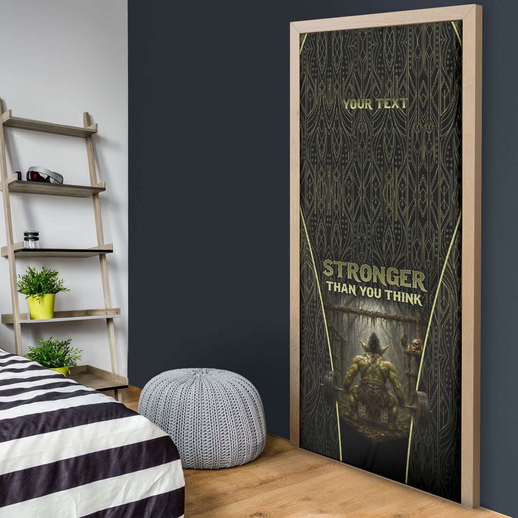 Personalized Muscular Goblin Weightlifting Door Cover Pain For Growth Dark Fantasy Gym Graphic
