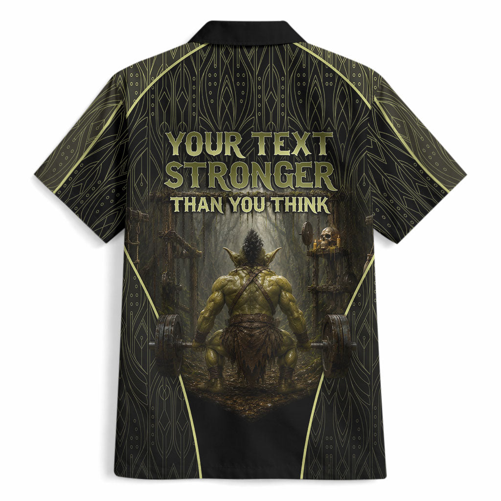 Personalized Muscular Goblin Weightlifting Hawaiian Shirt Pain For Growth Dark Fantasy Gym Graphic