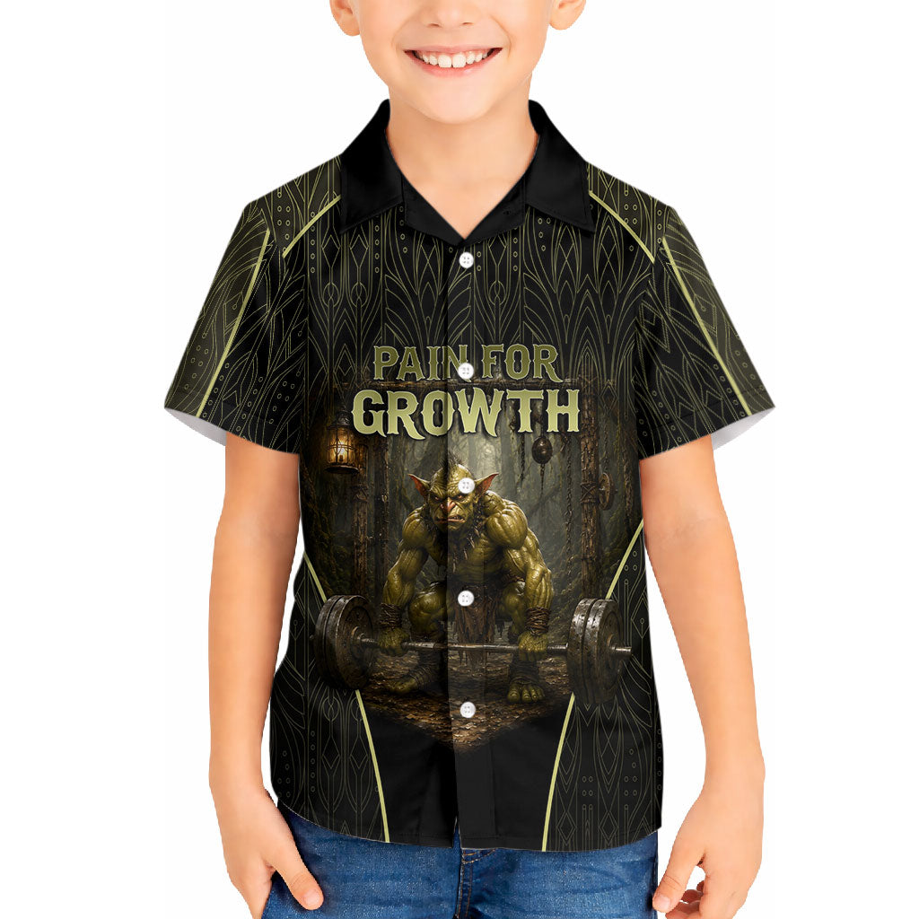 Personalized Muscular Goblin Weightlifting Hawaiian Shirt Pain For Growth Dark Fantasy Gym Graphic