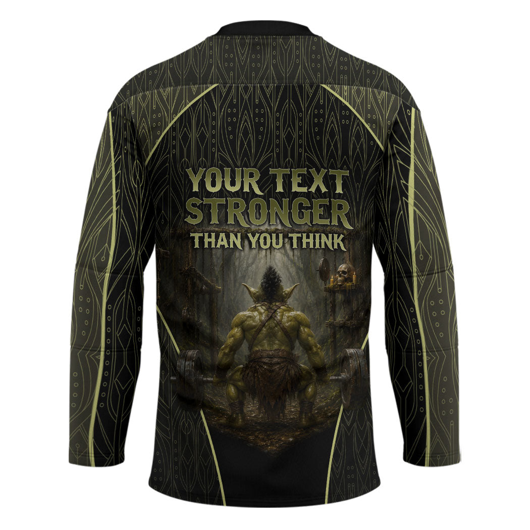 Personalized Muscular Goblin Weightlifting Hockey Jersey Pain For Growth Dark Fantasy Gym Graphic