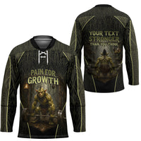 Personalized Muscular Goblin Weightlifting Hockey Jersey Pain For Growth Dark Fantasy Gym Graphic
