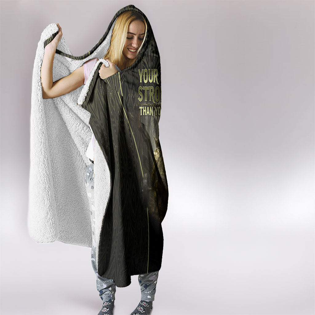 Personalized Muscular Goblin Weightlifting Hooded Blanket Pain For Growth Dark Fantasy Gym Graphic