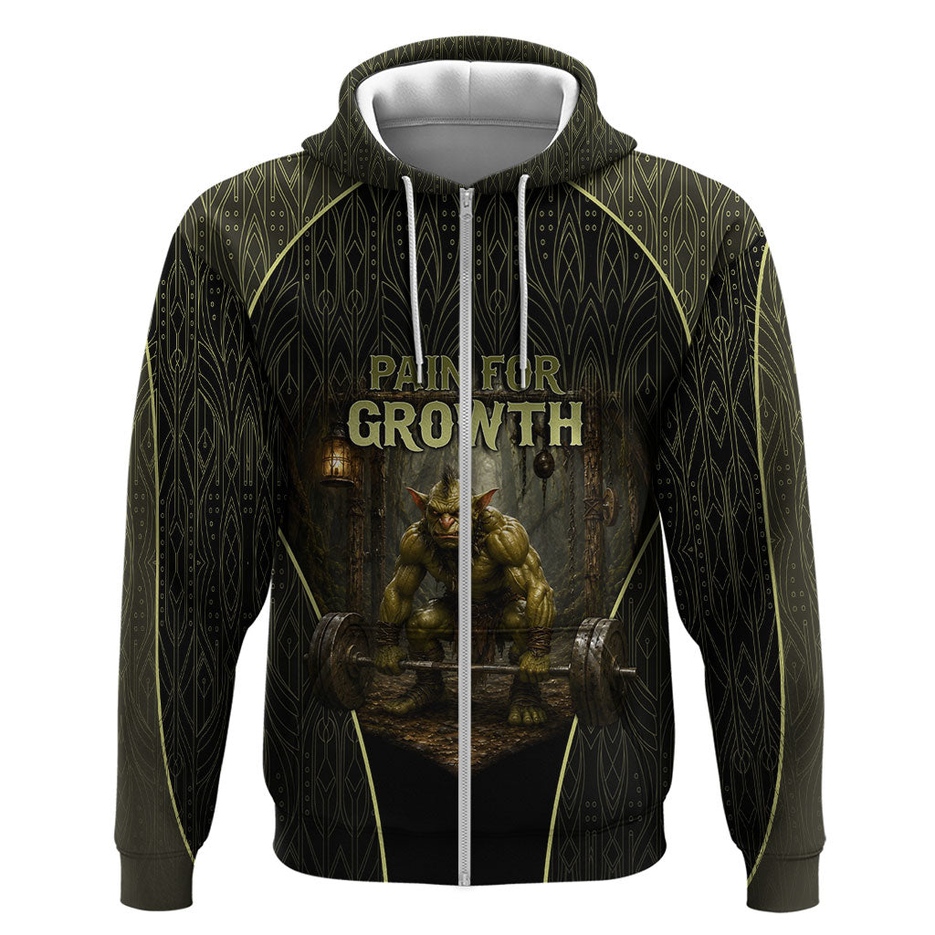 Personalized Muscular Goblin Weightlifting Hoodie Pain For Growth Dark Fantasy Gym Graphic