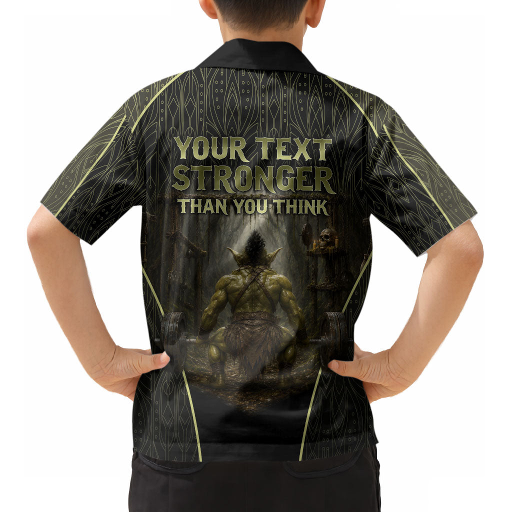 Personalized Muscular Goblin Weightlifting Kid Hawaiian Shirt Pain For Growth Dark Fantasy Gym Graphic
