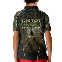 Personalized Muscular Goblin Weightlifting Kid Polo Shirt Pain For Growth Dark Fantasy Gym Graphic