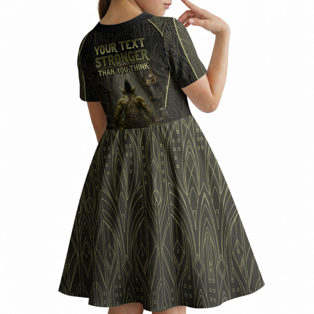 Personalized Muscular Goblin Weightlifting Kid Short Sleeve Dress Pain For Growth Dark Fantasy Gym Graphic