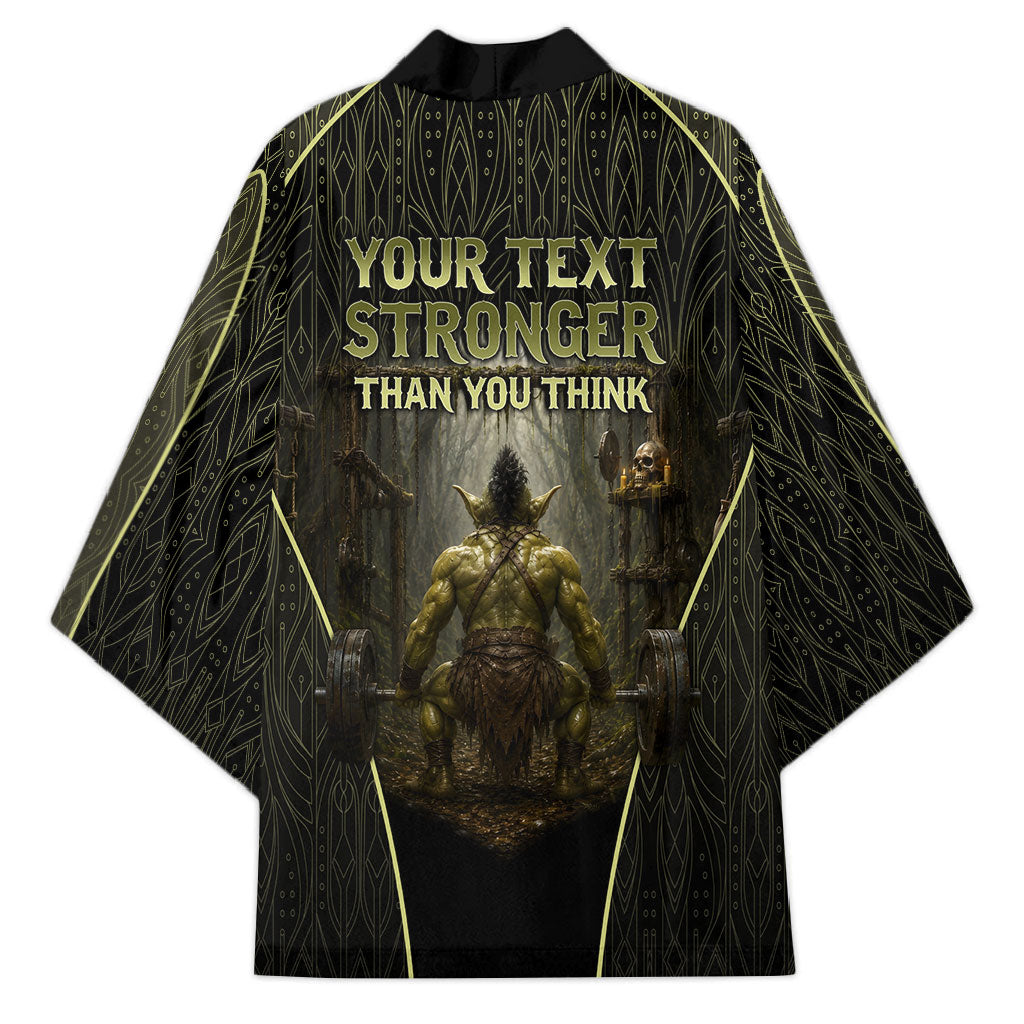 Personalized Muscular Goblin Weightlifting Kimono Pain For Growth Dark Fantasy Gym Graphic