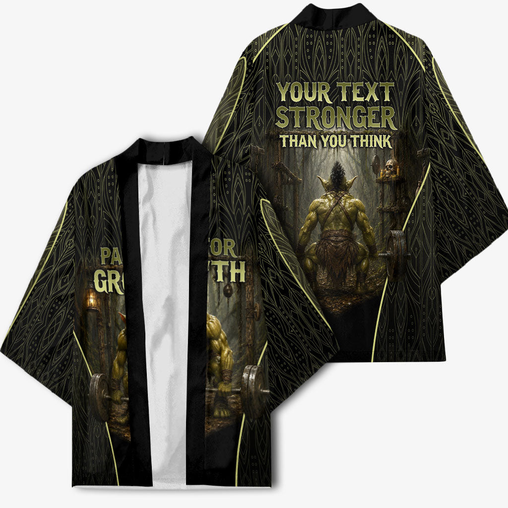 Personalized Muscular Goblin Weightlifting Kimono Pain For Growth Dark Fantasy Gym Graphic