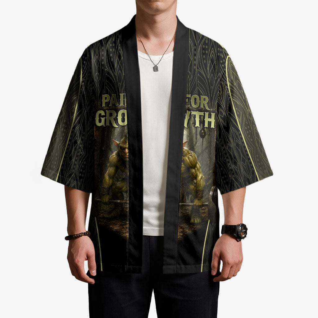 Personalized Muscular Goblin Weightlifting Kimono Pain For Growth Dark Fantasy Gym Graphic