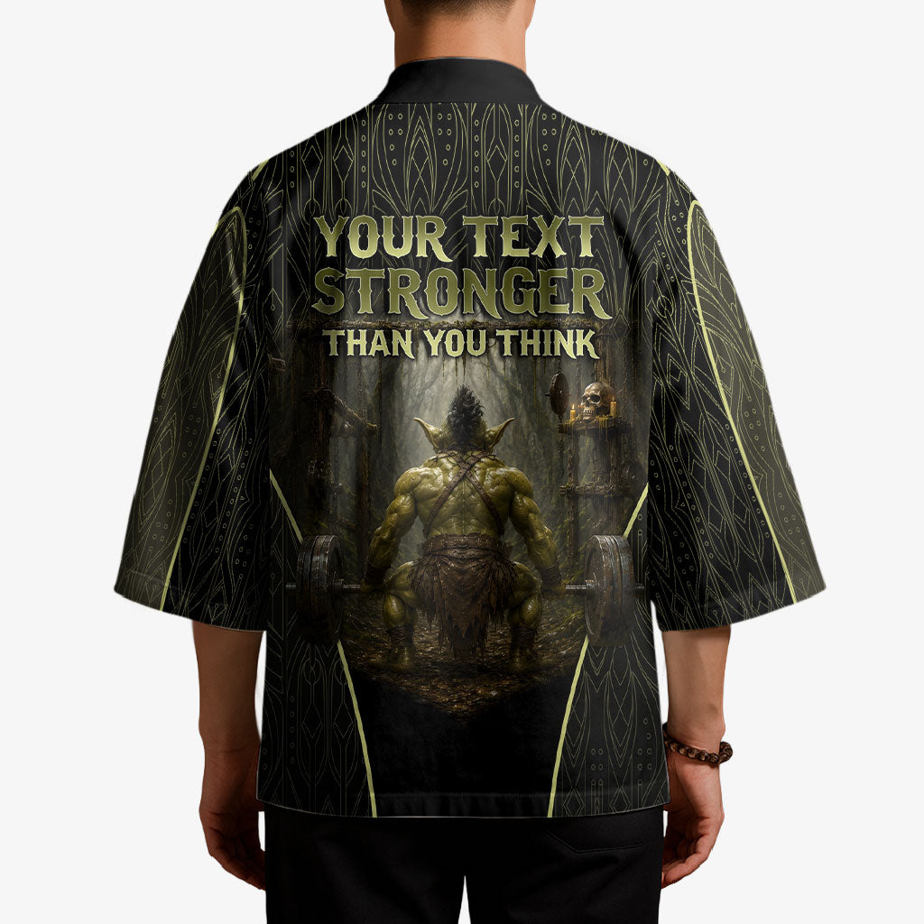 Personalized Muscular Goblin Weightlifting Kimono Pain For Growth Dark Fantasy Gym Graphic