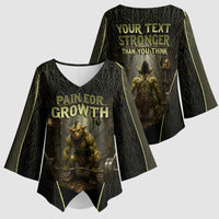 Personalized Muscular Goblin Weightlifting Kimono Sleeve Blouse Pain For Growth Dark Fantasy Gym Graphic