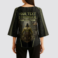Personalized Muscular Goblin Weightlifting Kimono Sleeve Blouse Pain For Growth Dark Fantasy Gym Graphic