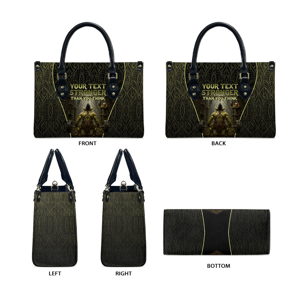 Personalized Muscular Goblin Weightlifting Leather Bag Pain For Growth Dark Fantasy Gym Graphic