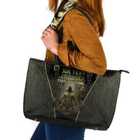 Personalized Muscular Goblin Weightlifting Leather Tote Bag Pain For Growth Dark Fantasy Gym Graphic