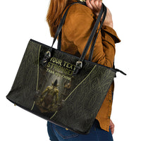 Personalized Muscular Goblin Weightlifting Leather Tote Bag Pain For Growth Dark Fantasy Gym Graphic
