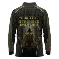 Personalized Muscular Goblin Weightlifting Long Sleeve Polo Shirt Pain For Growth Dark Fantasy Gym Graphic