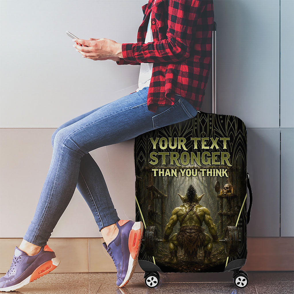 Personalized Muscular Goblin Weightlifting Luggage Cover Pain For Growth Dark Fantasy Gym Graphic