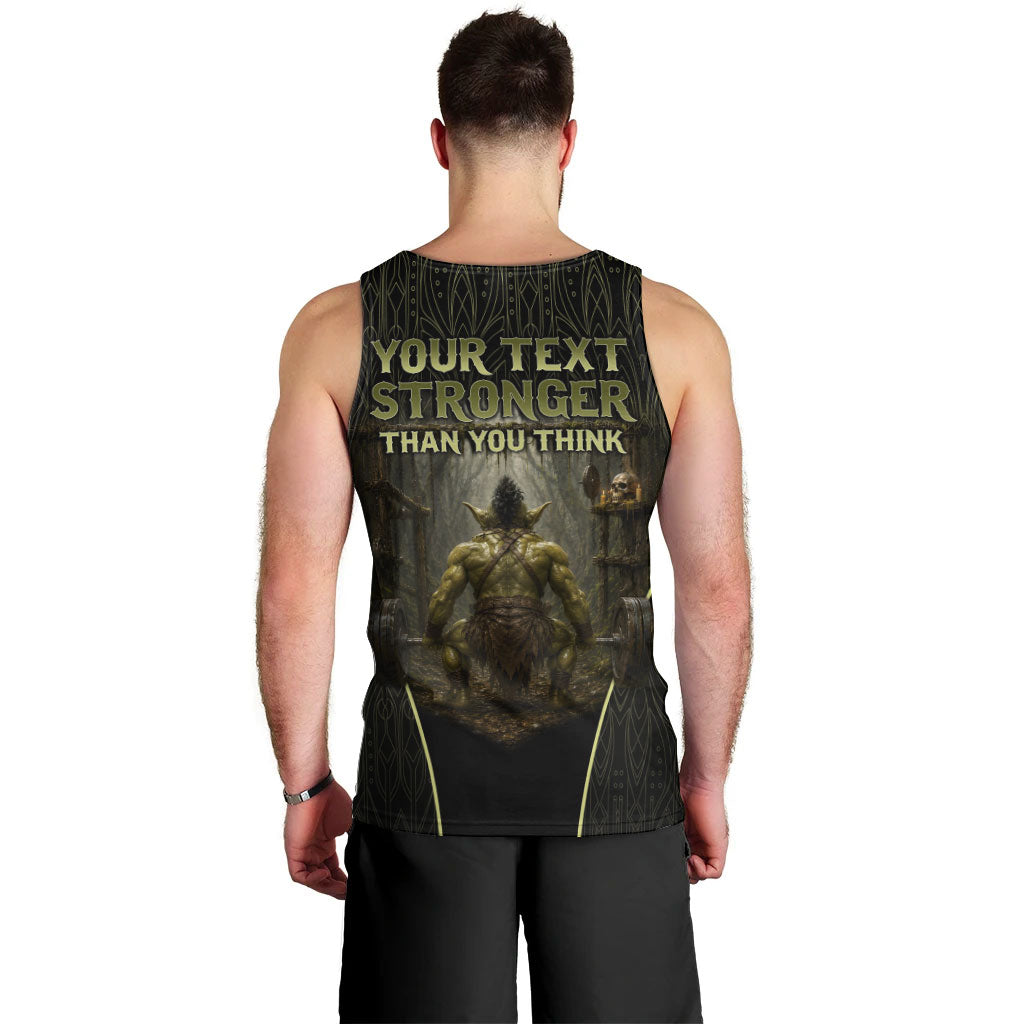 Personalized Muscular Goblin Weightlifting Men Tank Top Pain For Growth Dark Fantasy Gym Graphic